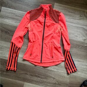 lululemon athletica Coral Pink Full-Zip Striped Sleeve Jacket